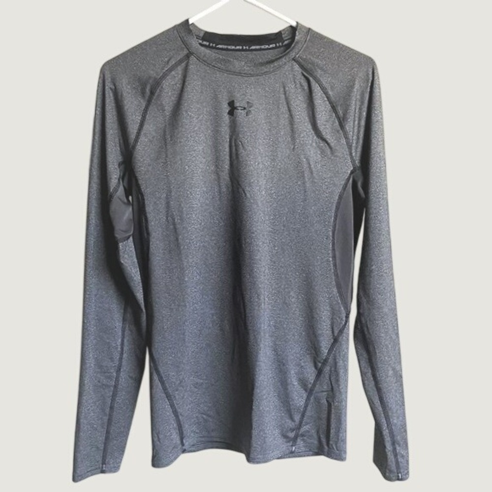Under Armour Mens HeatGear Compression Shirt Long Sleeve Gray Hiking Sports L